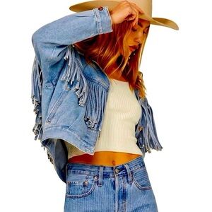 ISO Wrangler Fringe Denim Jacket SM or M